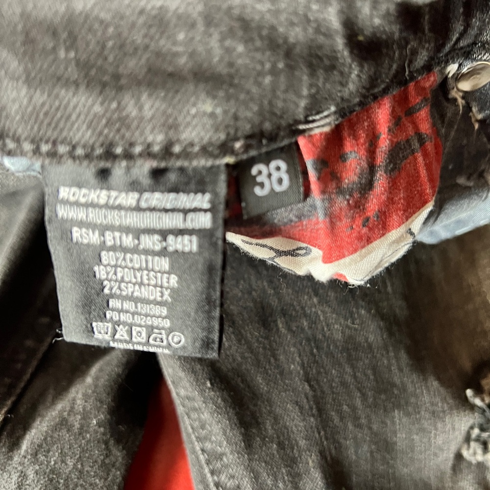 Rockstar Distressed Black/gray Jeans for Men size 38 - Picture 4 of 7